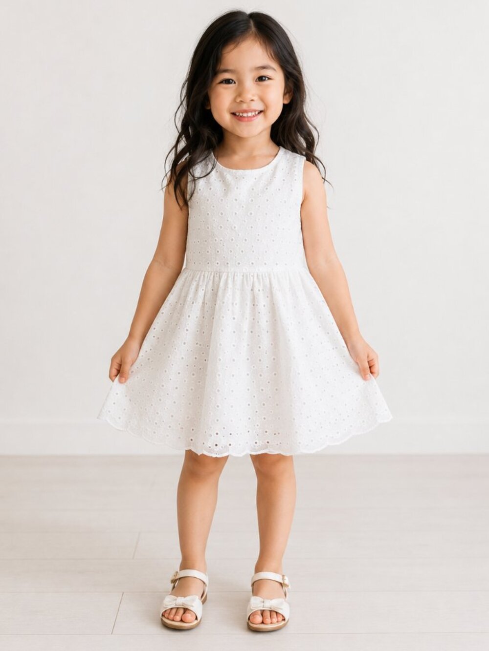 Rare Editions Ivory Eyelet Dress Girls Sz 5